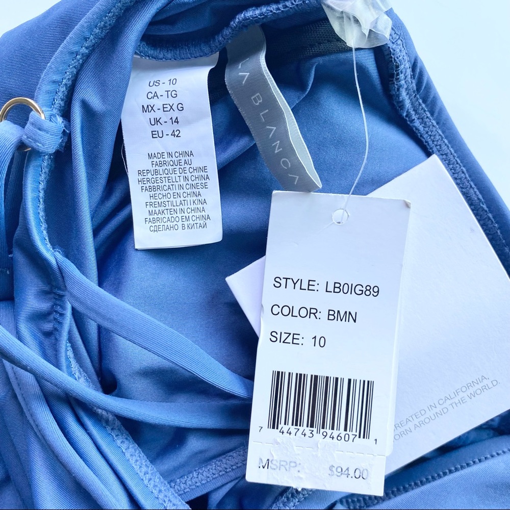 NEW La Blanca Women’s tankini swim top in blue moon “Island Goddess” - Picture 9 of 13